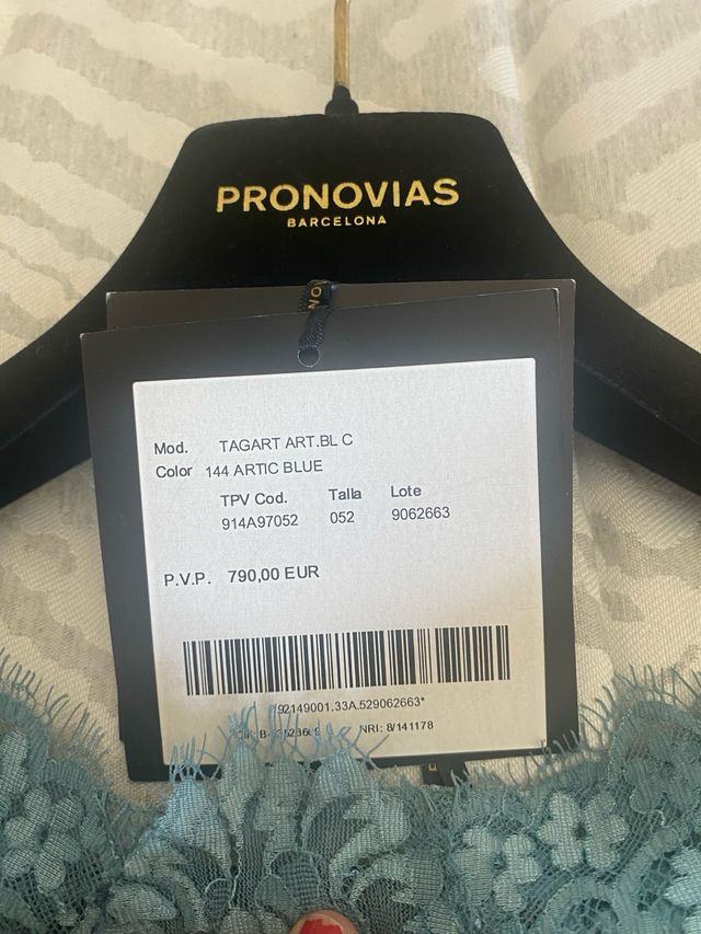 Vestido Pronovias Verde Azul Talla 52
