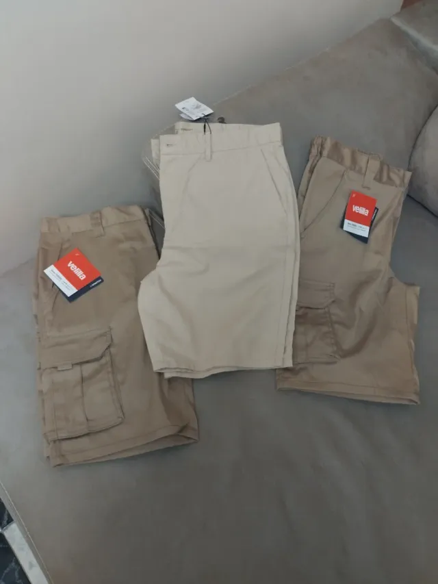 Lote 3 pantalones cortos hombre beige/marrón