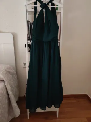 Vestido fiesta verde oliva talla M