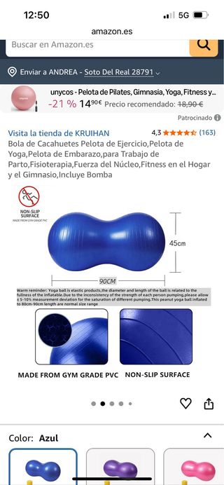 Pelota de yoga/ejercicio forma cacahuete + bomba