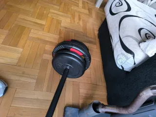 Pesas disco, barra Z, buen estado