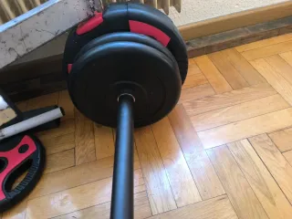 Pesas disco, barra Z, buen estado
