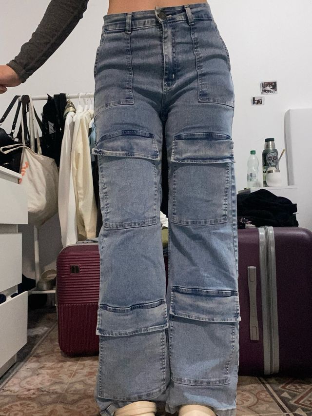 Pantalón cargo vaquero ancho