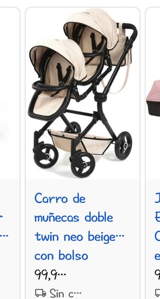 Carrito gemelar con 2 muñecas