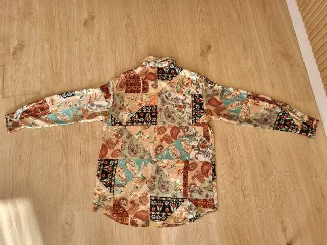 Camisa Zara Patchwork Estampada Mujer XS