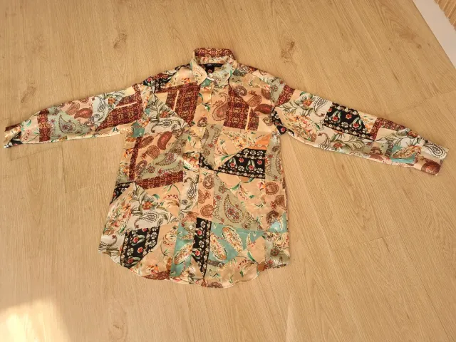 Camisa Zara Patchwork Estampada Mujer XS