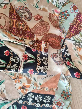 Camisa Zara Patchwork Estampada Mujer XS