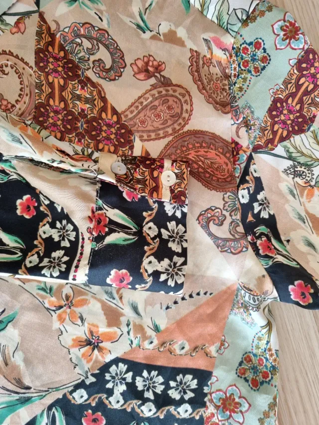 Camisa Zara Patchwork Estampada Mujer XS