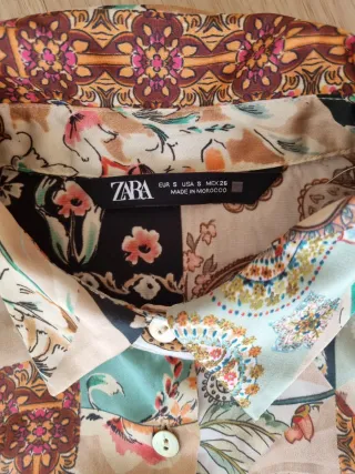 Camisa Zara Patchwork Estampada Mujer XS