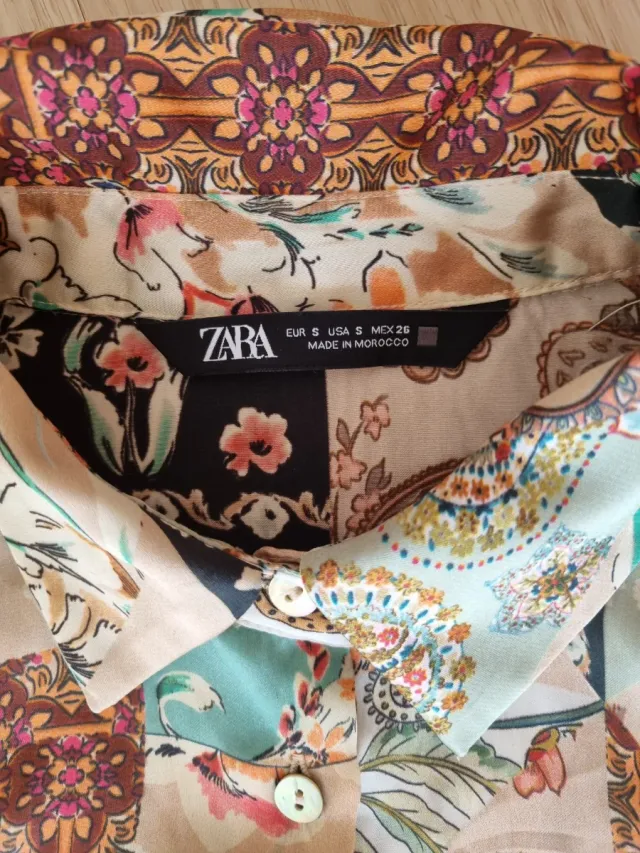 Camisa Zara Patchwork Estampada Mujer XS