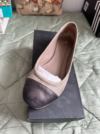 Bailarinas Zara Talla 40 Beige y Gris