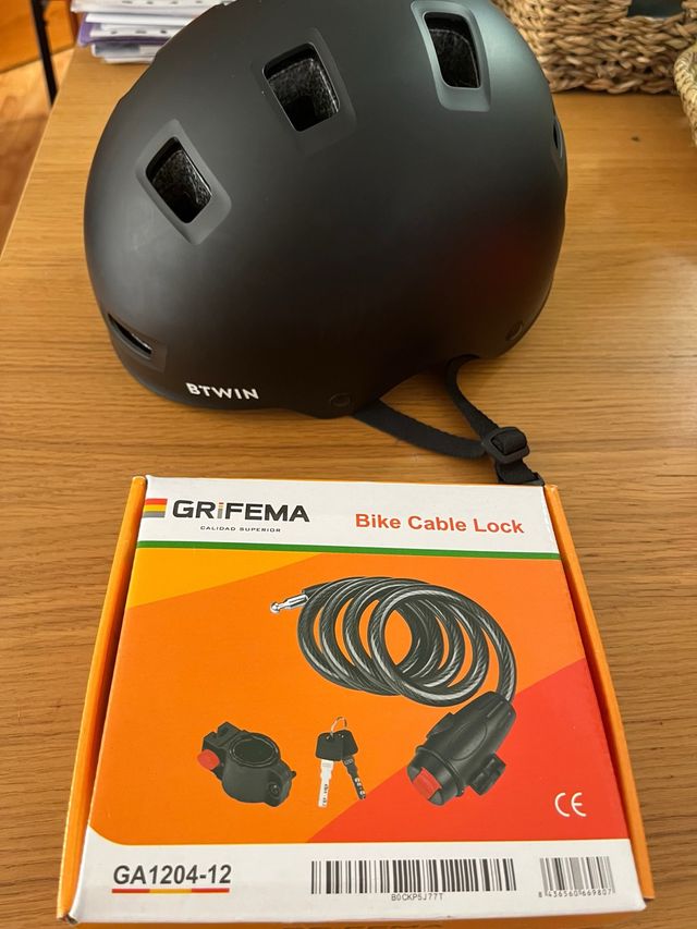 Capacete e cadeado de bicicleta BTWIN GRIFEMA