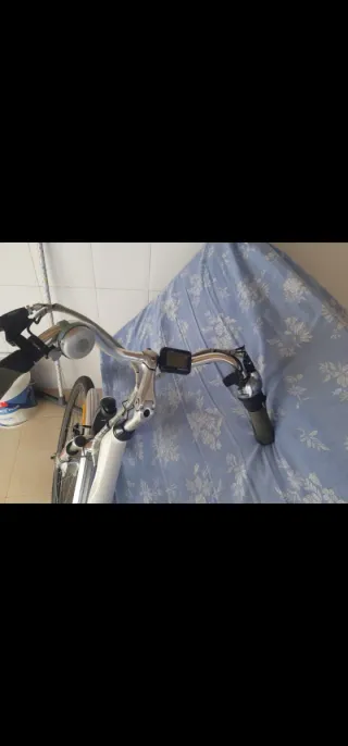 Bicicleta Eléctrica Gris y Blanca