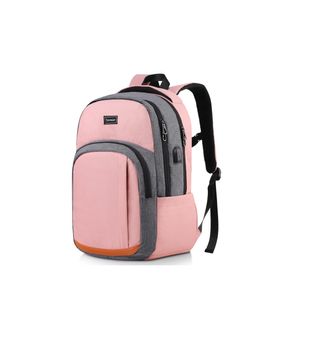 Mochila Escolar Juvenil Rulison Rosa Gris