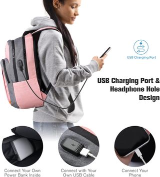 Mochila Escolar Juvenil Rulison Rosa Gris