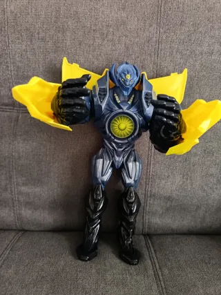 Muñeco de juguete robot azul y amarillo