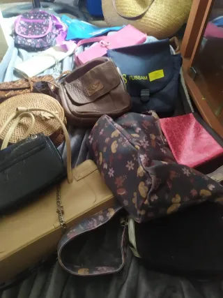Lote de bolsos y bisutería zapatos cargadores móvi