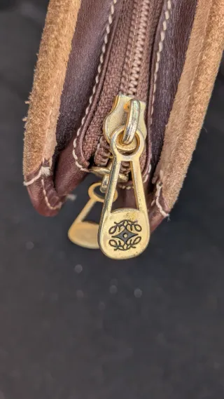 Portadocumentos Loewe Piel y Ante Beige/Marrón