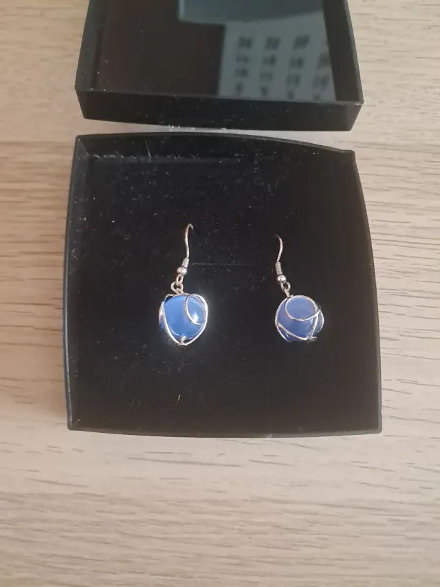 Pendientes plata azul