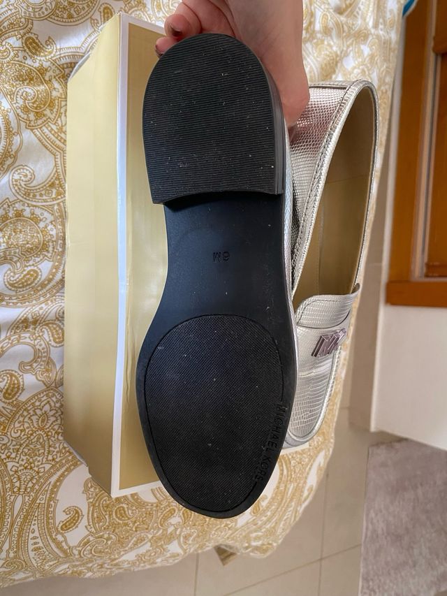 Mocasines Michael Kors Plateados Piel