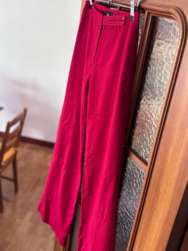 Pantalón Mango Lana Rojo