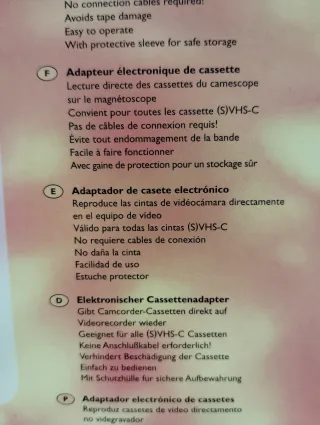 Adaptador VHS-C a VHS Philips Precintado