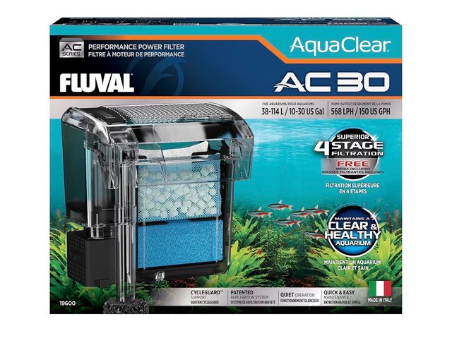 Fluval Filtro de Mochila para Acuario AquaClear AC30, 569 lph