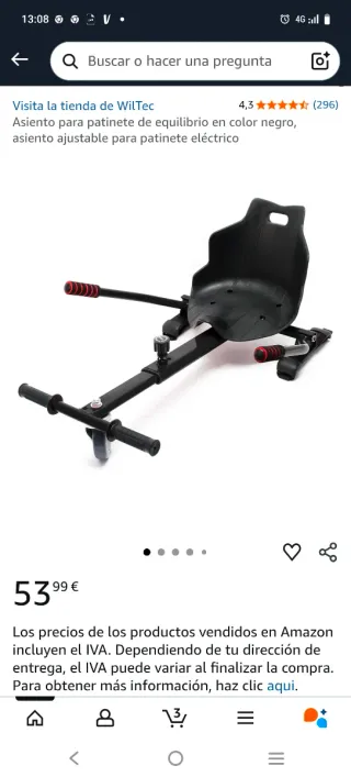 Asiento para patinete eléctrico negro
