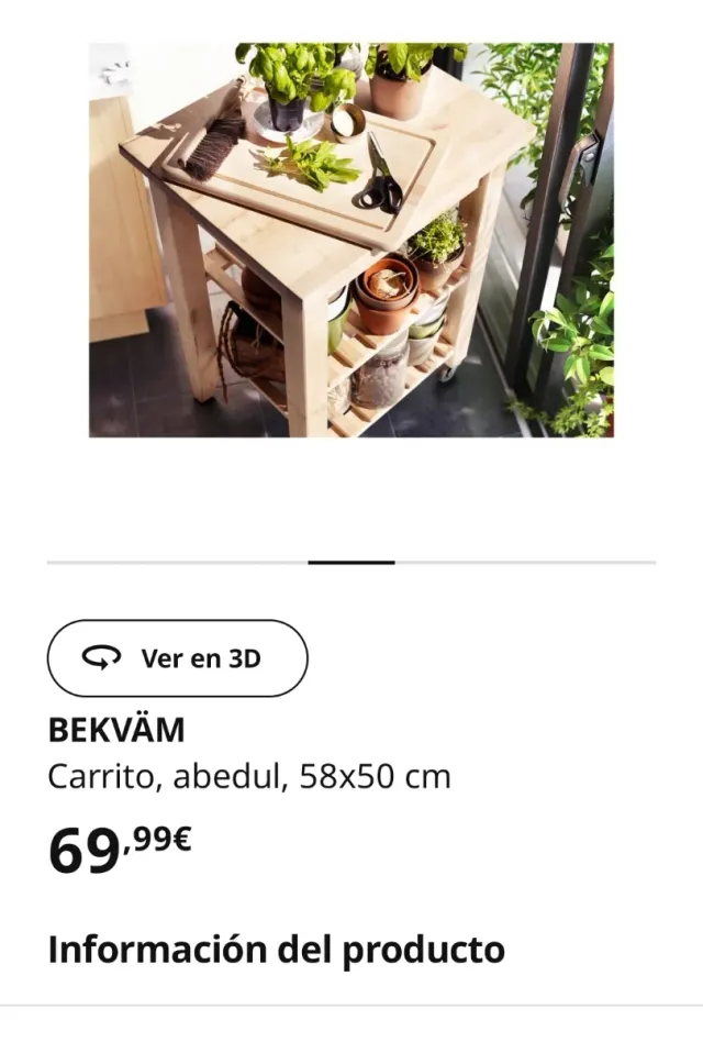 Carrito auxiliar madera abedul BEKVÄM