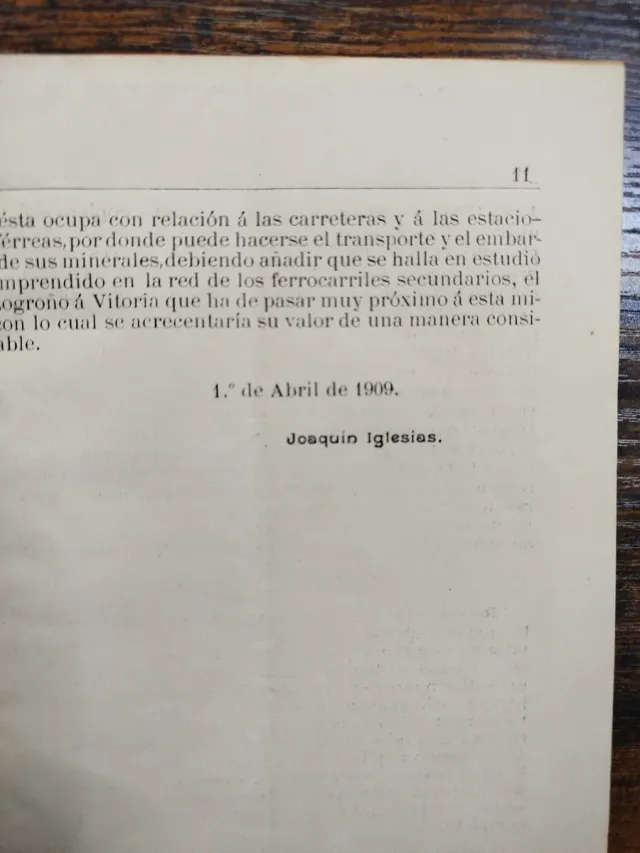 Memoria y Plano Mina Diana 1909 Peñacerrada Alava