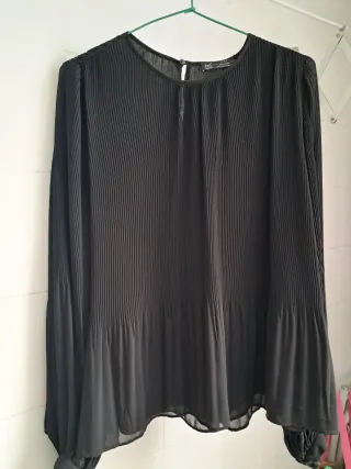 Camisa Zara Negra Manga Larga XL