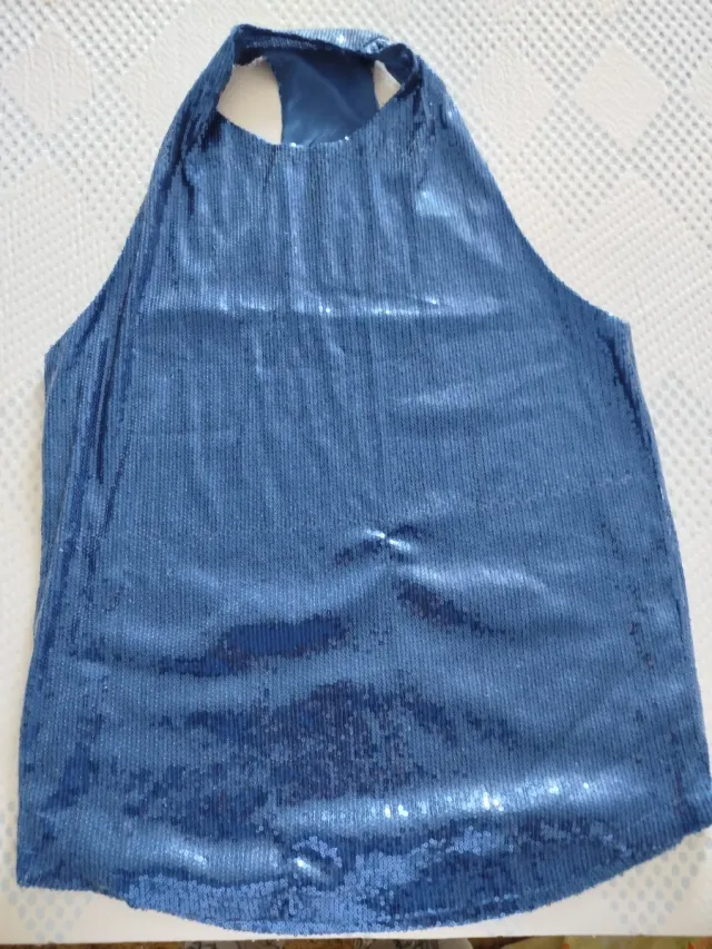 Camiseta lentejuelas Pull&Bear azul