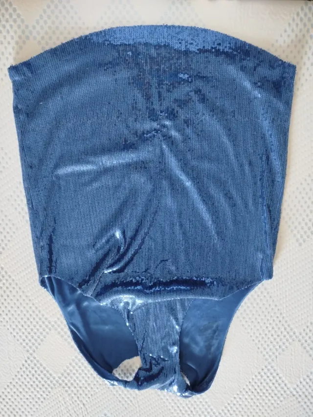 Camiseta lentejuelas Pull&Bear azul