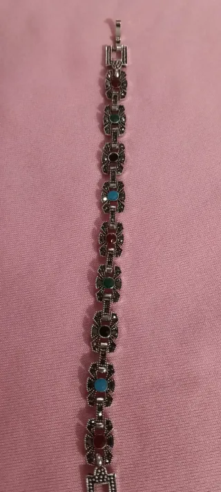 Pulsera mujer plata con piedras multicolor