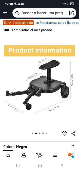 Asiento auxiliar para carrito de bebé