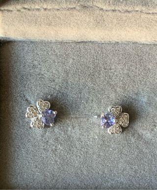 Pendientes plata con tanzanita y diamantes