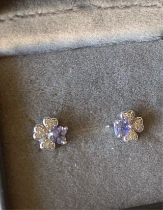 Pendientes plata con tanzanita y diamantes
