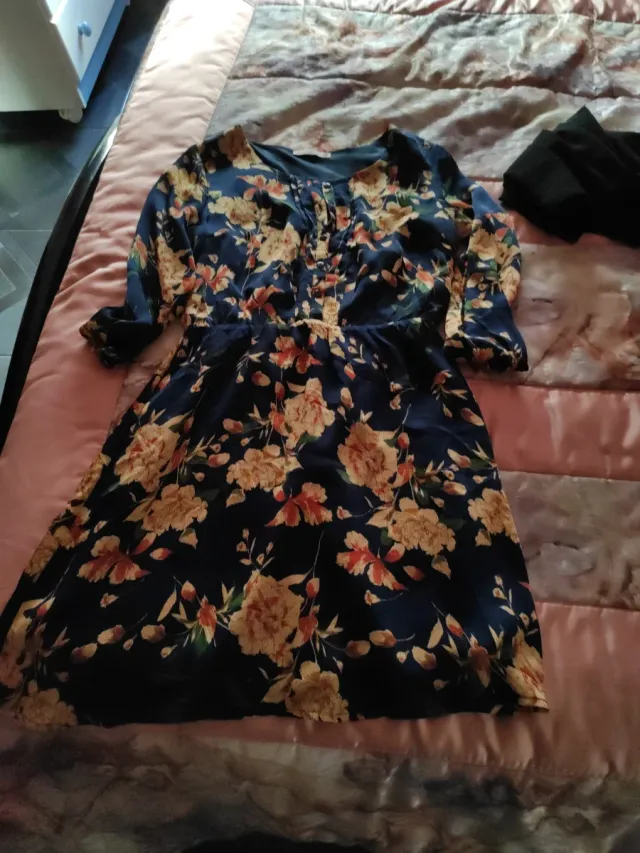 Vestido floral azul talla S