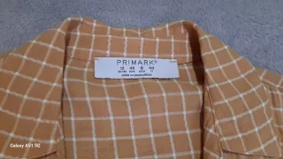 Camisa cuadros mostaza y blanco mujer