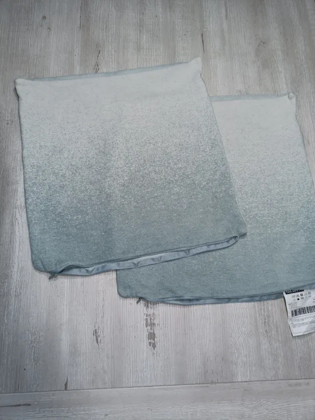 2 Fundas Cojín Ikea Degradado Teal Blanco