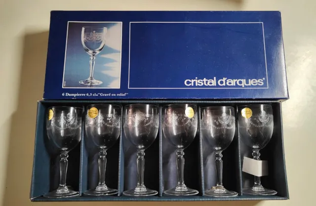 6 Copas Cristal d'Arques Gravé en relief