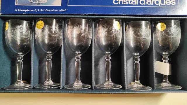 6 Copas Cristal d'Arques Gravé en relief
