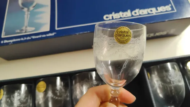 6 Copas Cristal d'Arques Gravé en relief