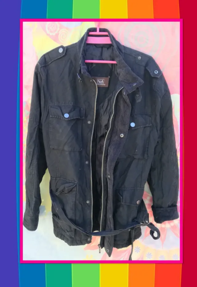 ABRIGO PLUMIFERO TELA TIPO VAQUERA Y PANA MARRÓN