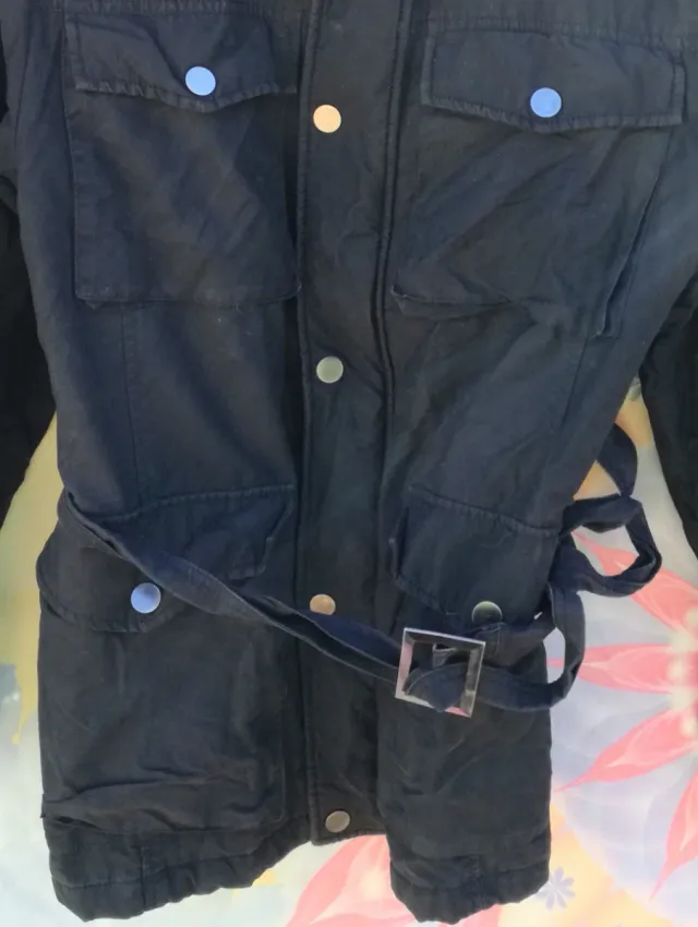 ABRIGO PLUMIFERO TELA TIPO VAQUERA Y PANA MARRÓN