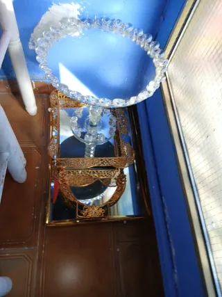 Bandejas decorativas doradas con espejo