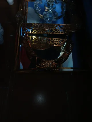 Bandejas decorativas doradas con espejo