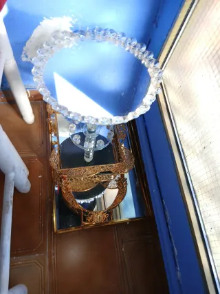 Bandejas decorativas doradas con espejo