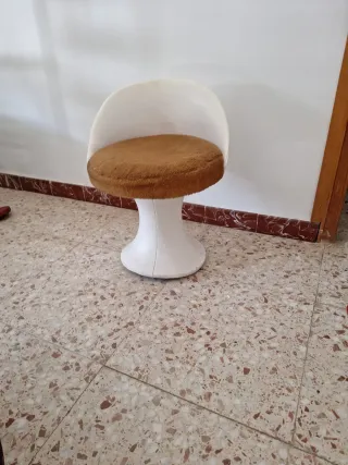 Silla Tulipa Vintage Polipiel Marrón/Blanco