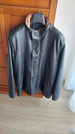 Chaquetón caballero negro y marrón